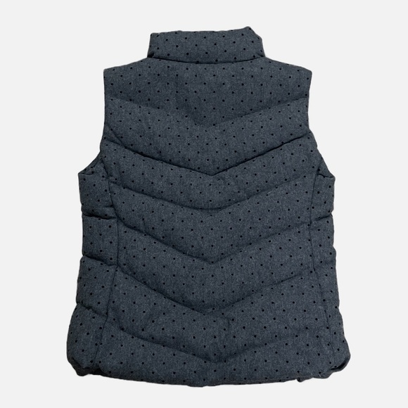 Gap Puffer Vest Medium Gray with Black Polka Dots Wool Blend Down Filled - Picture 5 of 9